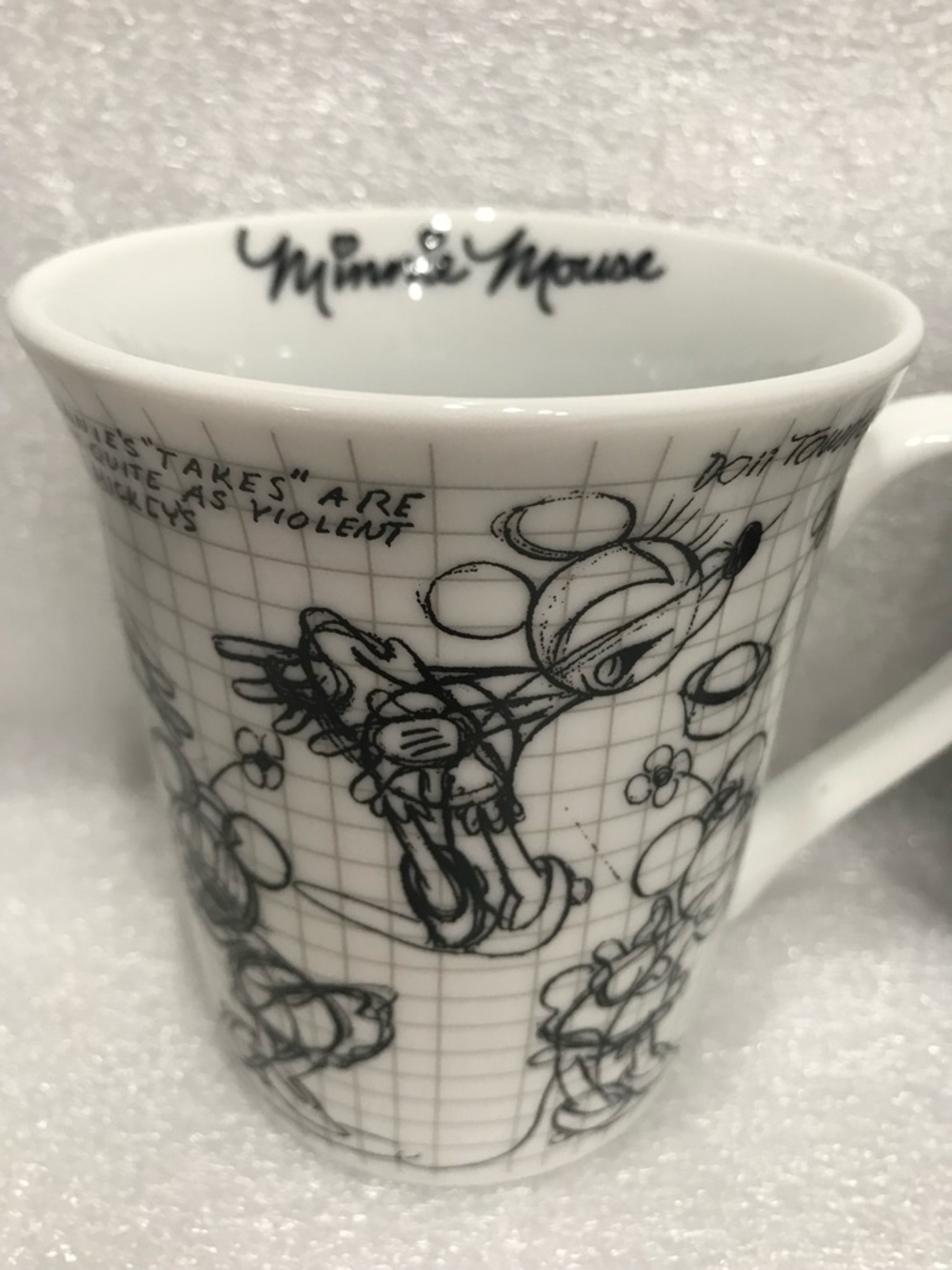 Minnie Mouse Black & White Sketch Mug - Disney brand new
